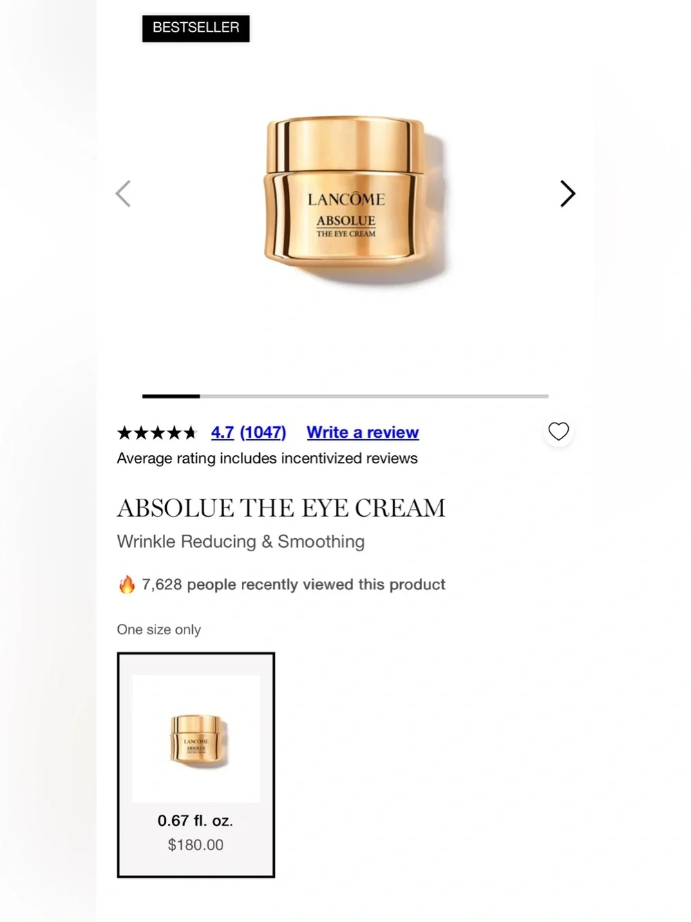2 PCS ABSOLUE THE EYE CREAM Wrinkle Reducing & Smoothing 5ml*2=10 mL